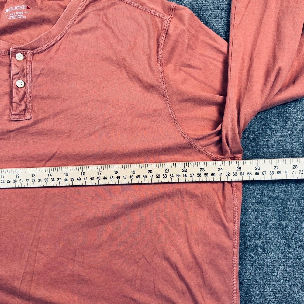 UNTUCKit Long-Sleeve Pima Cotton Zede Henley Shirt Men's 2XL Orange Stretch Big - Picture 7 of 10